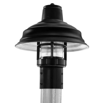 13" Bomber LED Industrial Guard Post Mount, 100-Black, RIB-Ribbed Glass